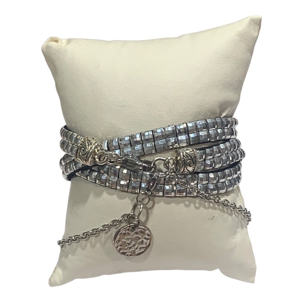 Silver Wrap Bracelet with Charm
